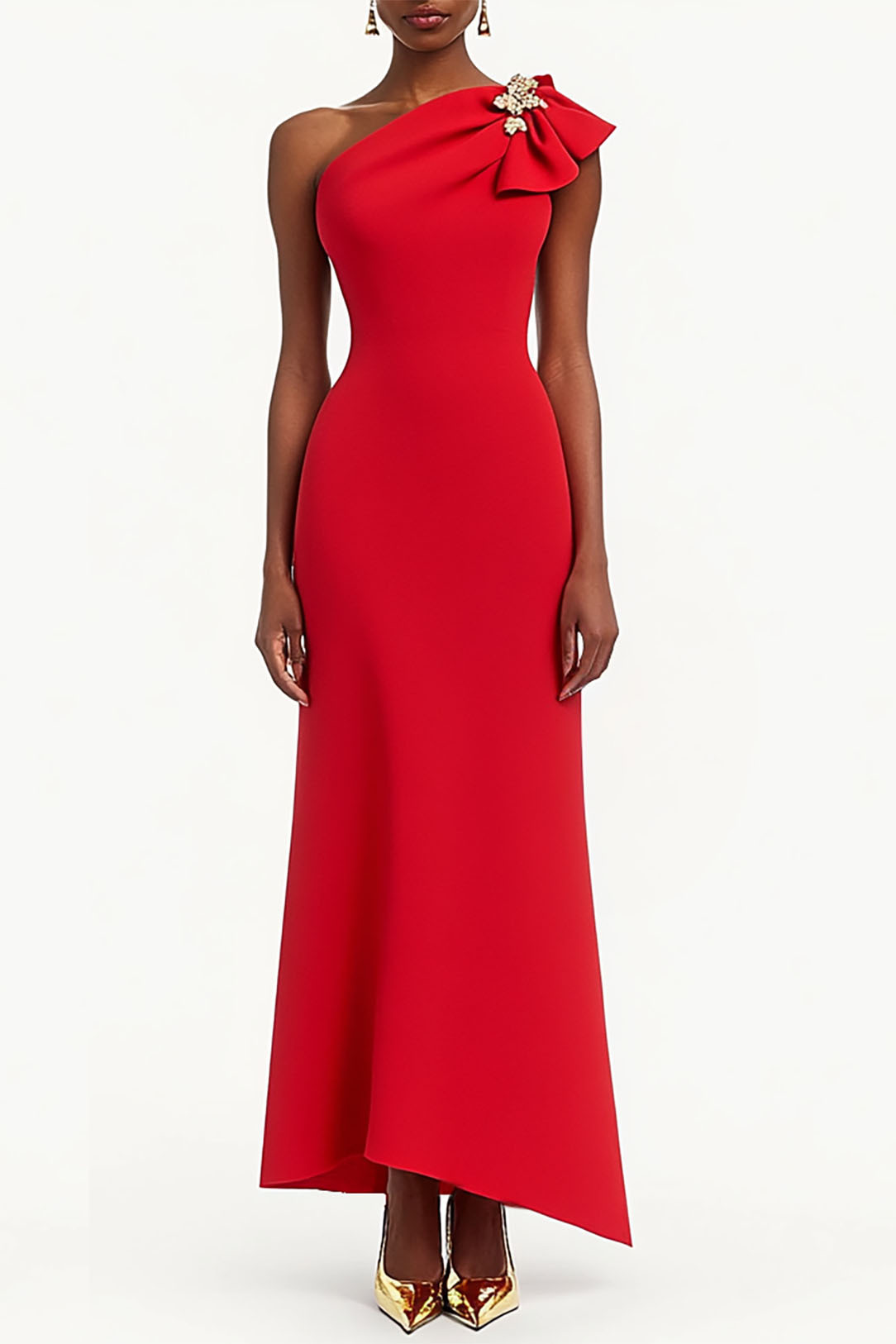 Formal Work Party Boat Neck Royal Blue Sleeveless Belted Slit Midi Dre