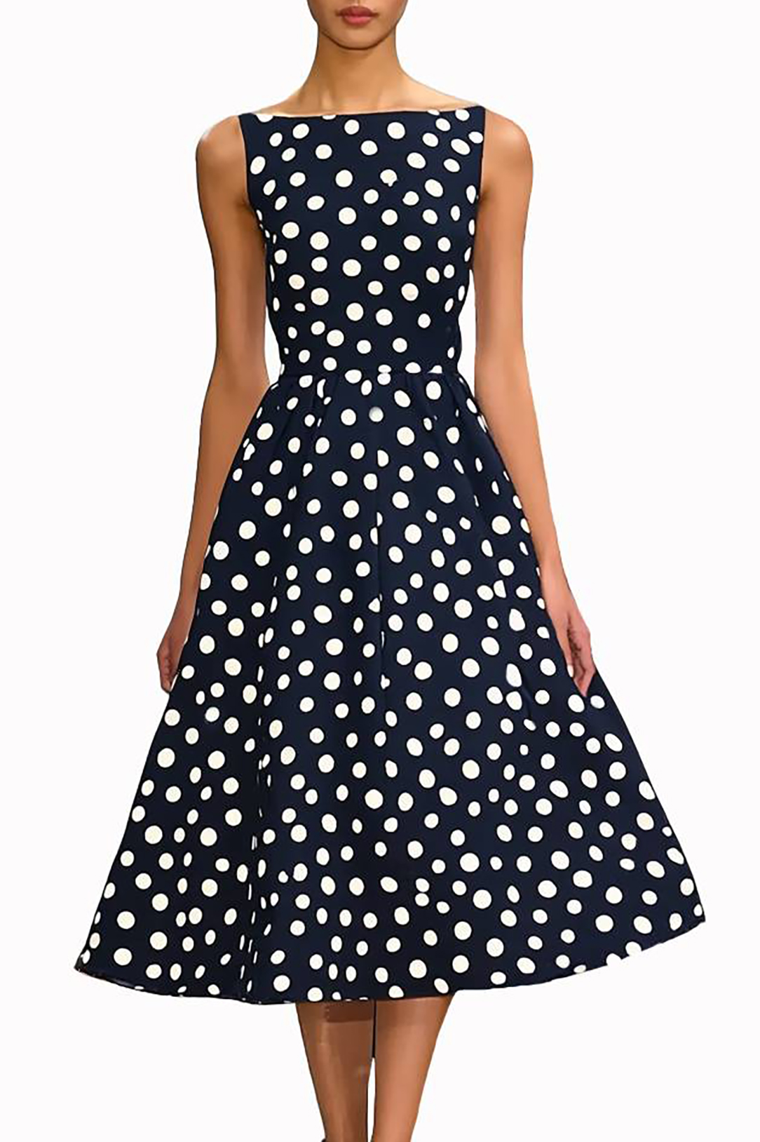 Daily Party Dress Semi-Formal Sleeveless Polka Dot Midi Dress