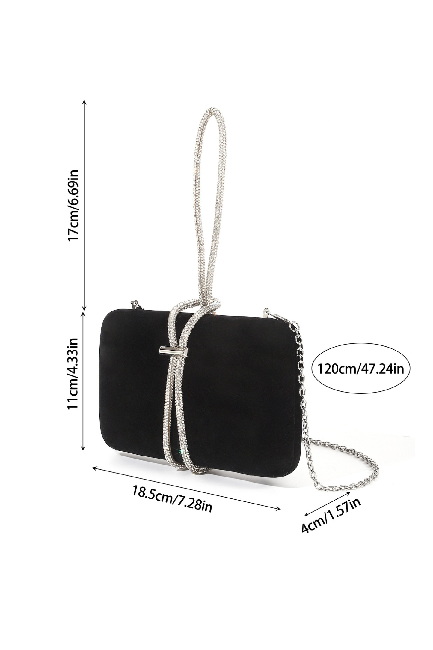 Vintage Velvet Handbag Rhinestone Evening Chain Bag