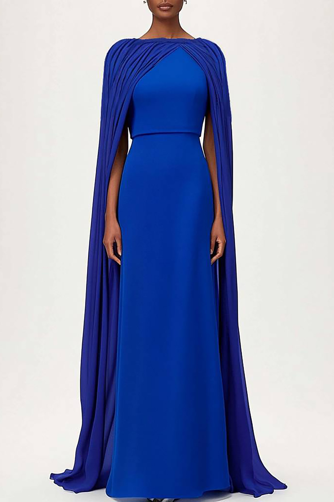 Formal Work Party Boat Neck Royal Blue Sleeveless Belted Slit Midi Dre