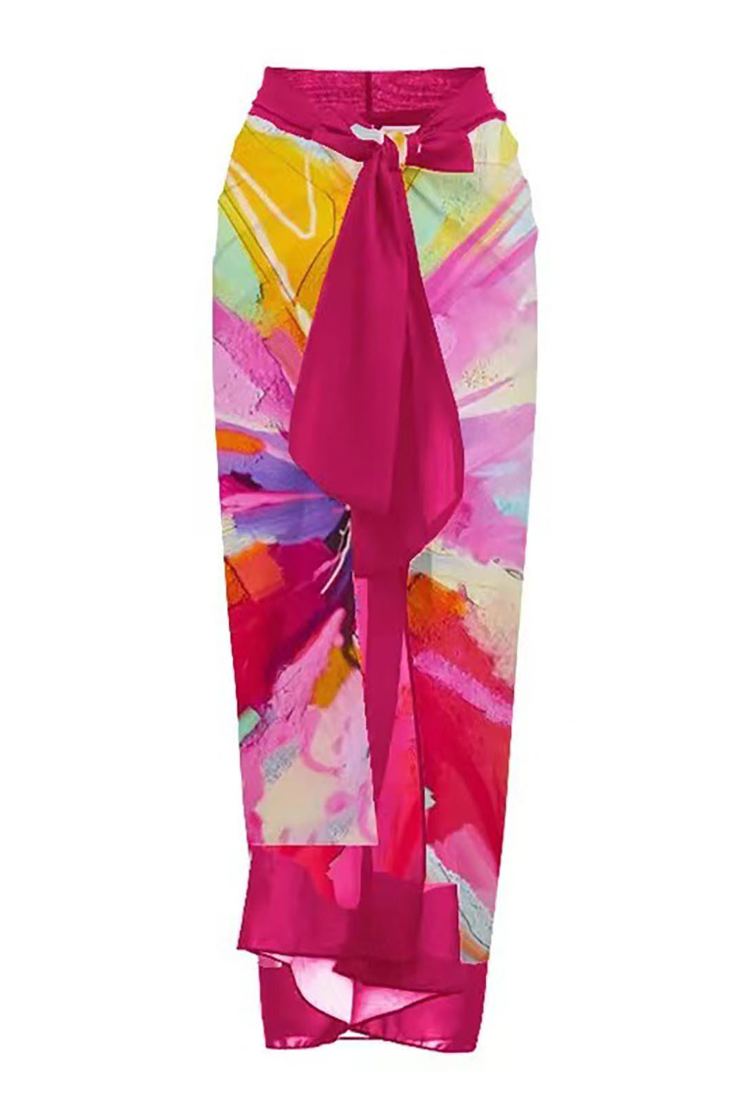 3D Red Petal Sleeve Colorful V-Neck One-Piece Swimsuit and Cover-Up