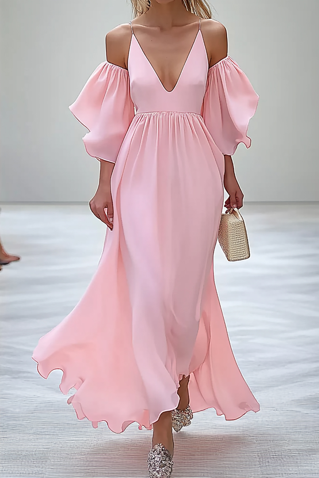 Formal Work Party Boat Neck Royal Blue Sleeveless Belted Slit Midi Dre