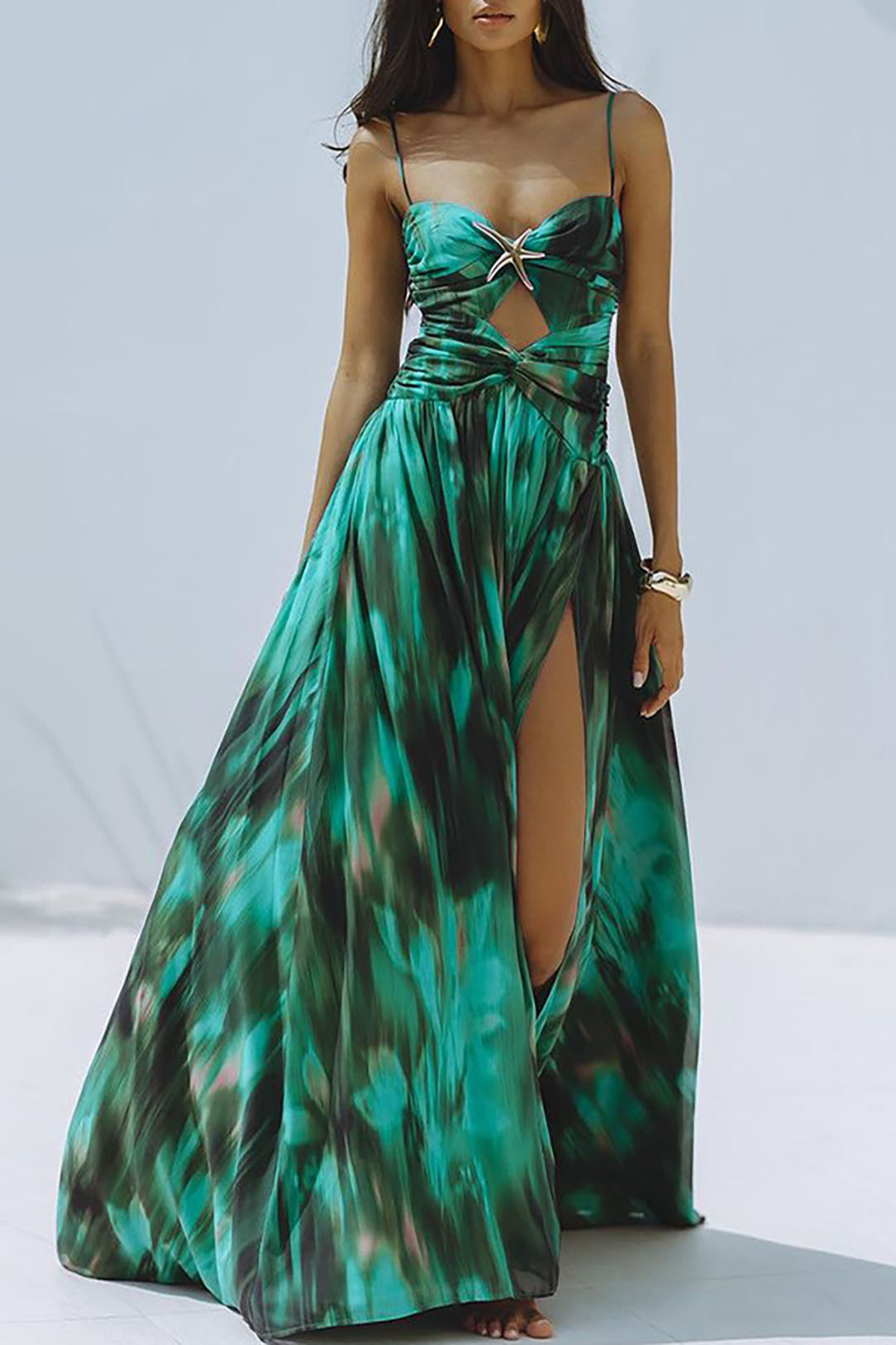 3D Green Gradient Blooming Swimsuit and Cover-Up