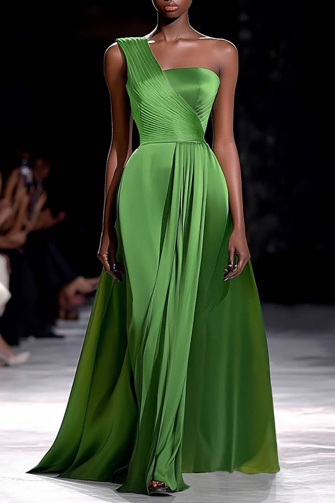 Party Prom Dress Metallic Fabric Colorful Long Sleeve Pleated Midi Dress