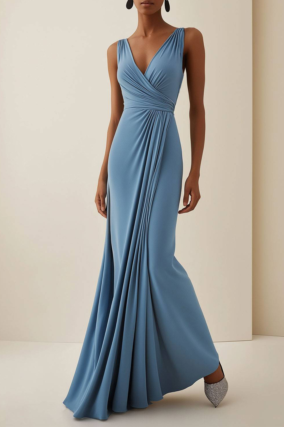 Party Prom Dress Metallic Fabric Colorful Long Sleeve Pleated Midi Dress