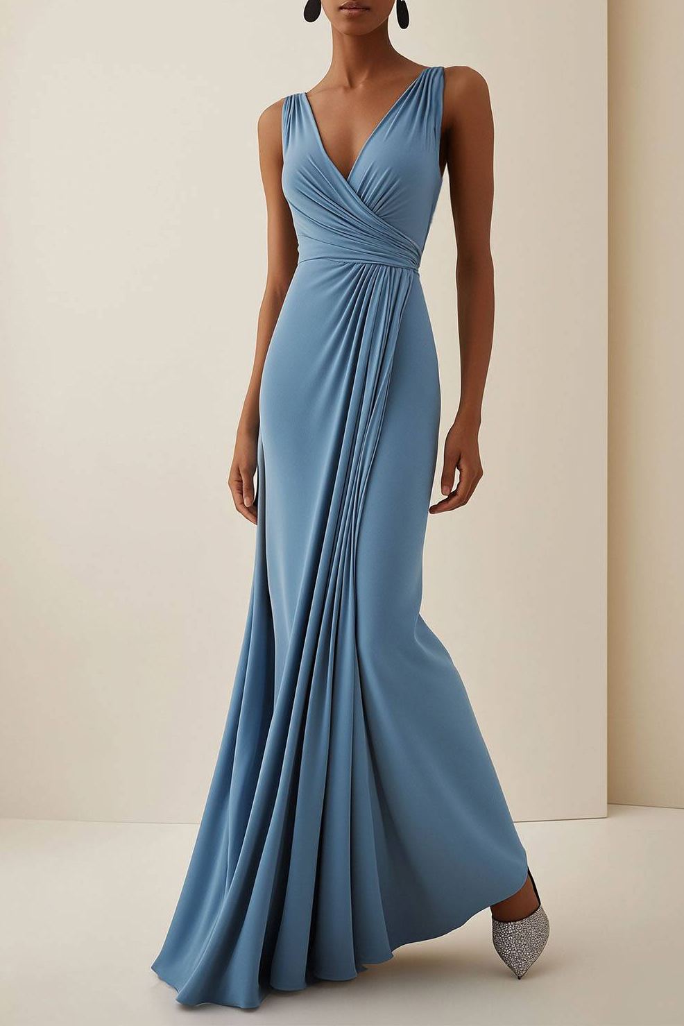 Party Prom Dress Metallic Fabric Colorful Long Sleeve Pleated Midi Dress