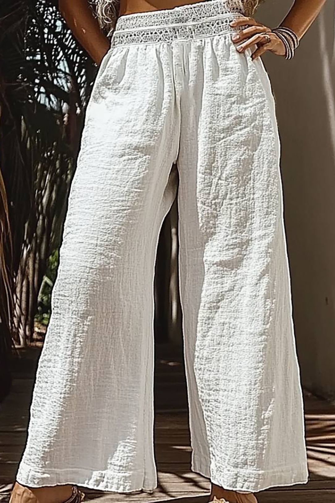 Casual Linen Pants White Breathable Long Pants