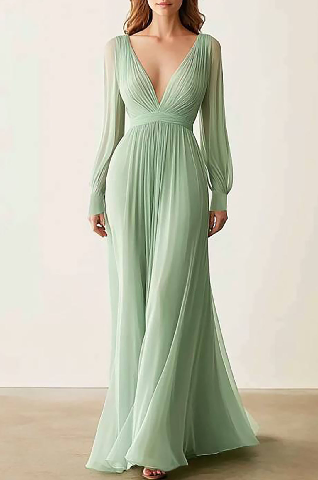 Party Prom Elegant Sage Green Dress Sleeveless Satin Pleated Maxi Dres