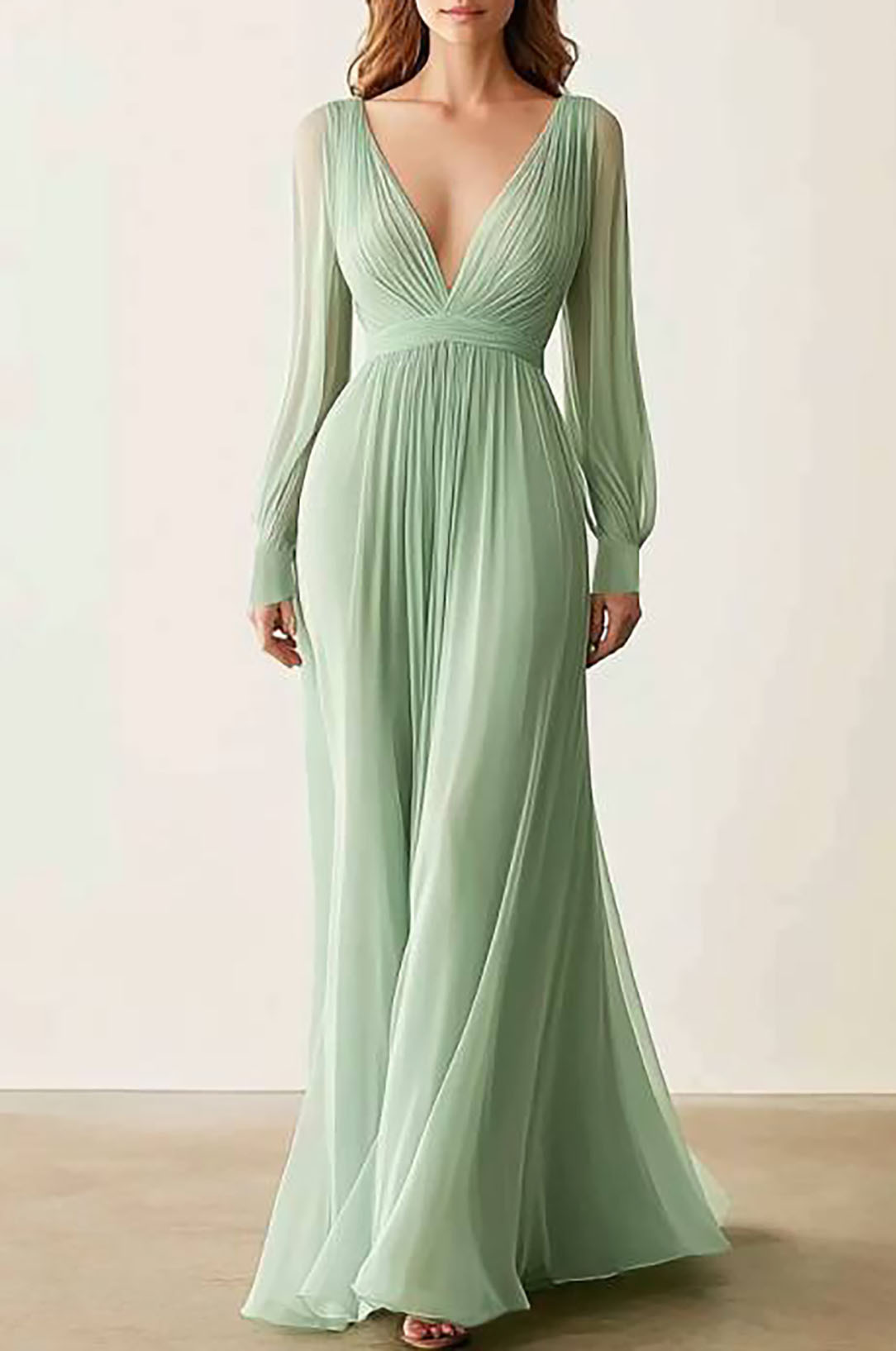 Party Prom Elegant Sage Green Dress Sleeveless Satin Pleated Maxi Dres