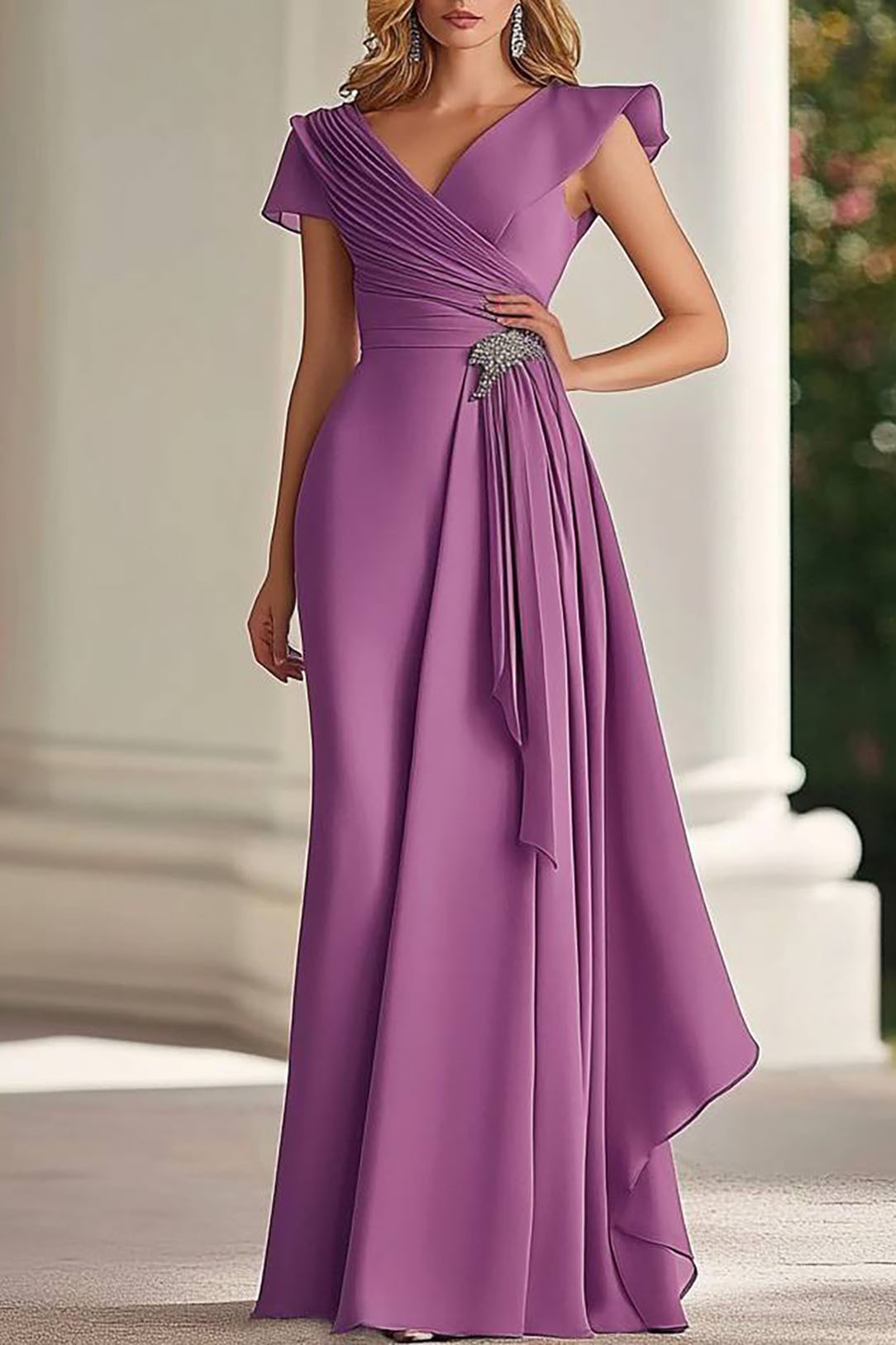 Party Prom Elegant Sage Green Dress Sleeveless Satin Pleated Maxi Dres