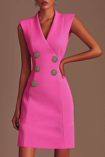 Party Semi-Formal Pink Dress Sleeveless Wrap Mini Dress