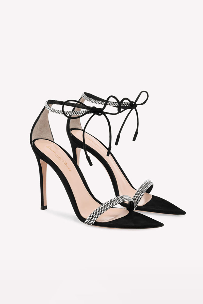 Pointed Toe Rhinestone Stiletto Sandals Ankle Strap Open Toe Heels 8.5