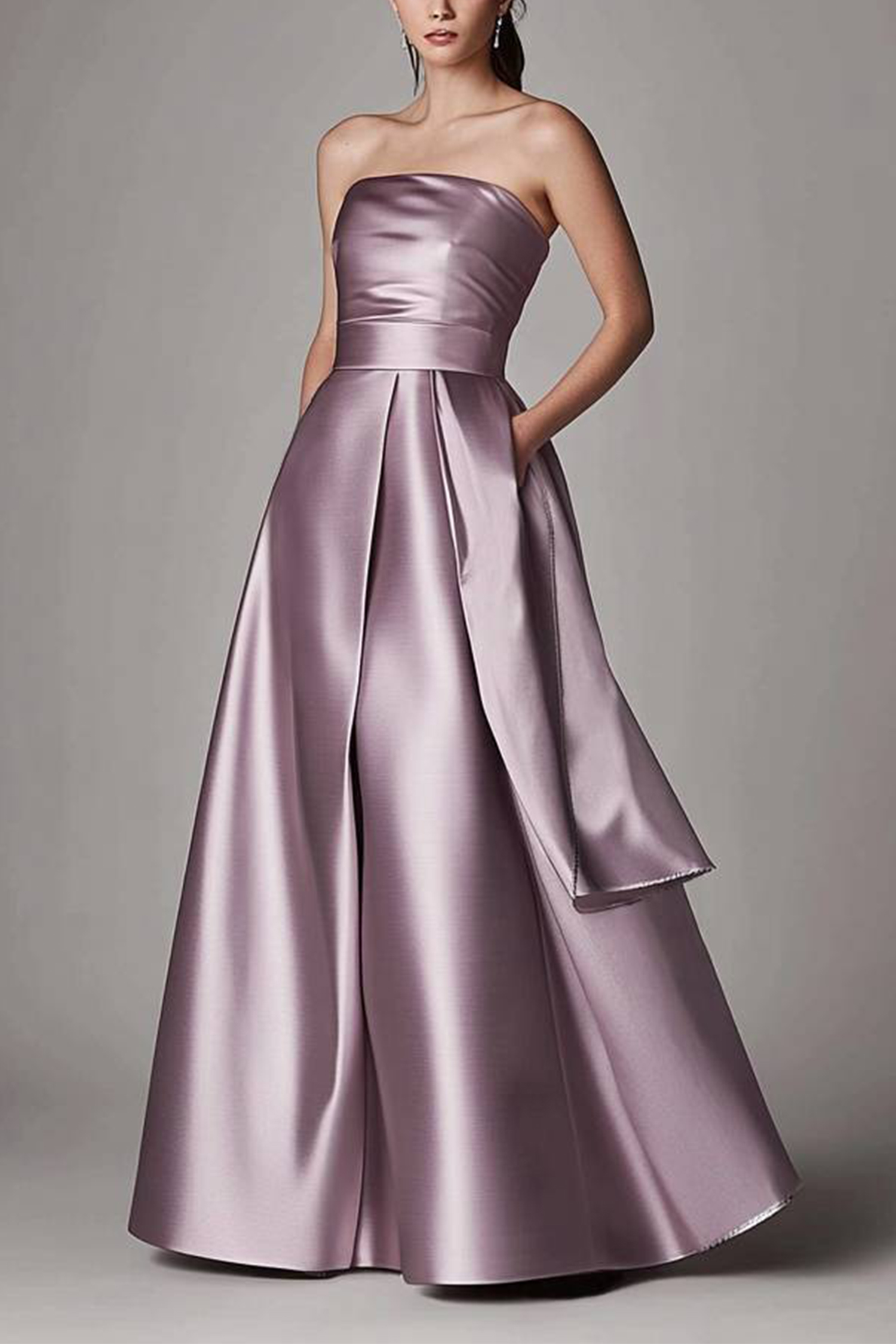 Formal Evening Dress Purple Off Shoulder Draped Maxi Dress