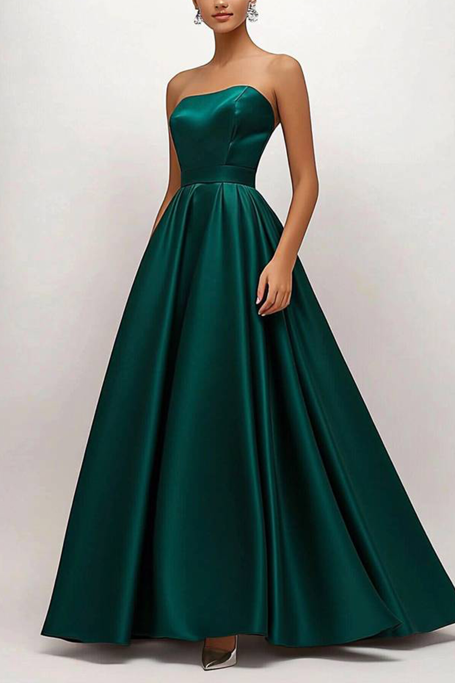 Prom Evening Dress Green Off Shoulder Floor Length Dress