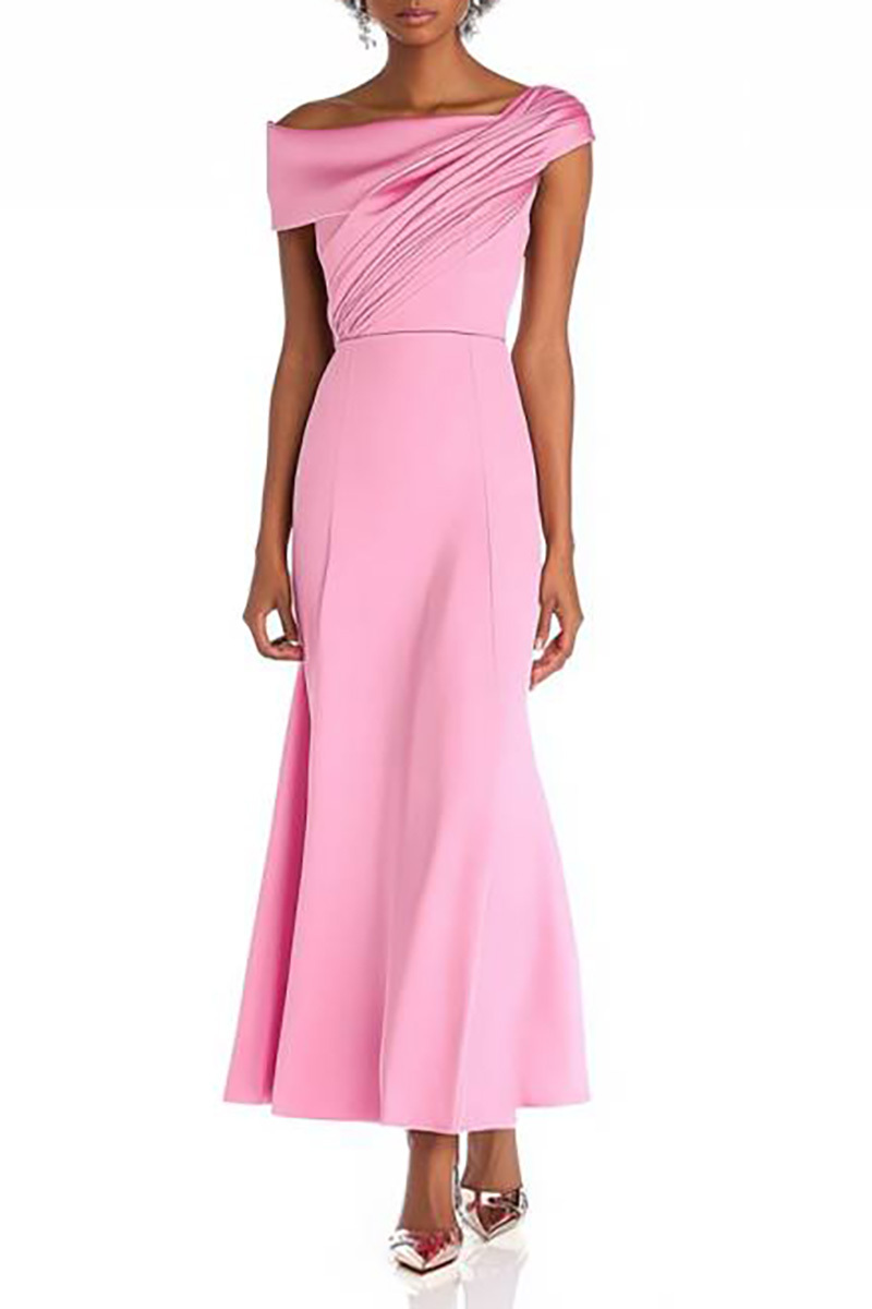 Elegant Formal Strapless Dress Purple Side Slit Chiffon Floor-Length G