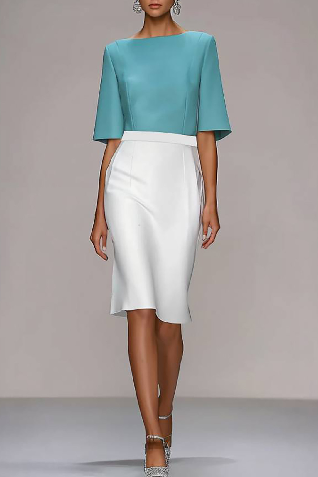 Semi-Formal Work Dress Color-block Knee-Length Dress