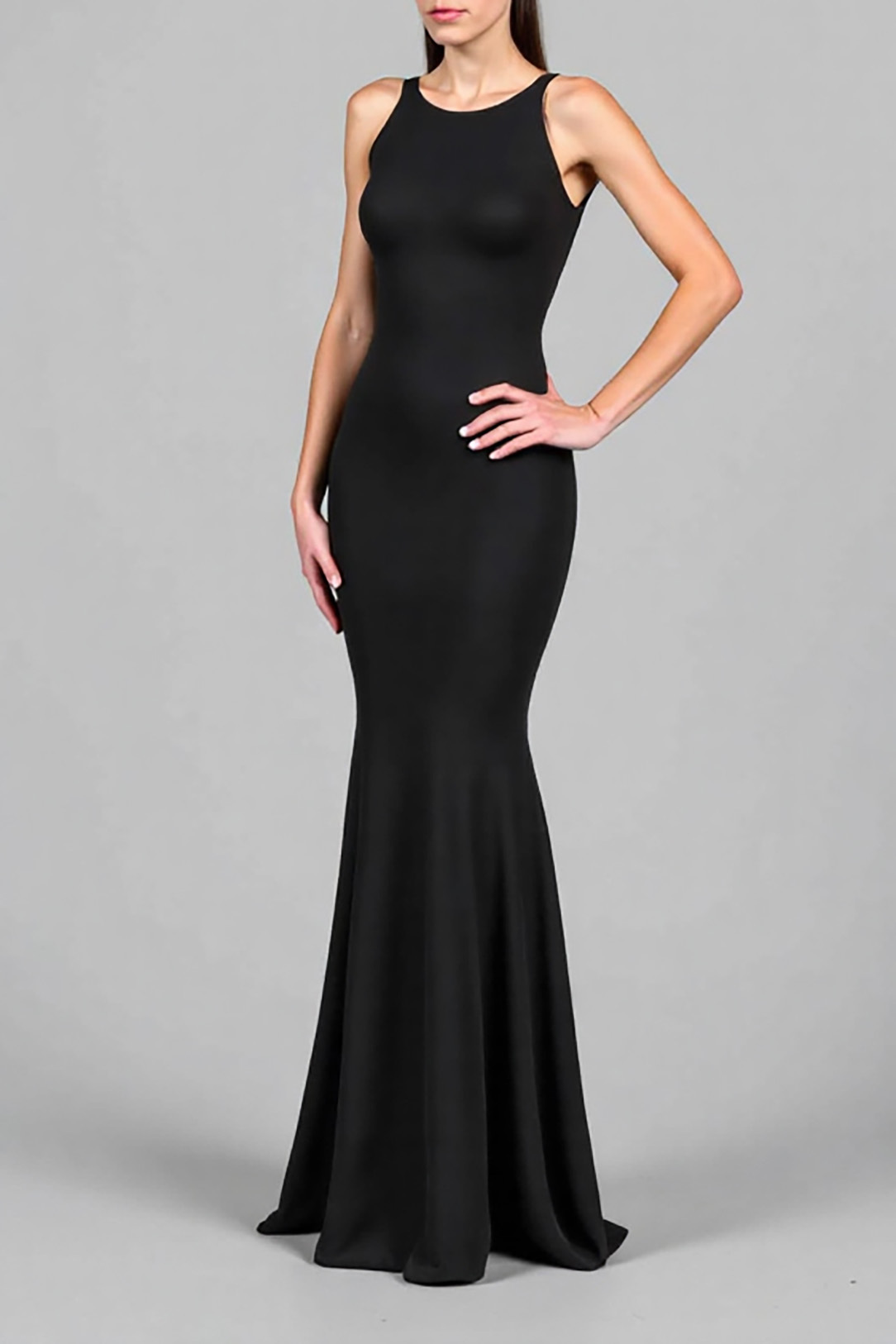 Formal Evening Dress Black Fitted Sleeveless Mermaid Floor-Length Dres