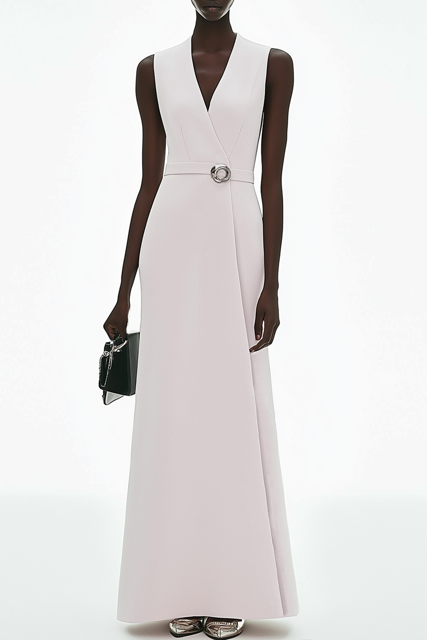Party Semi-Formal Dress White V-Neck Maxi Dress