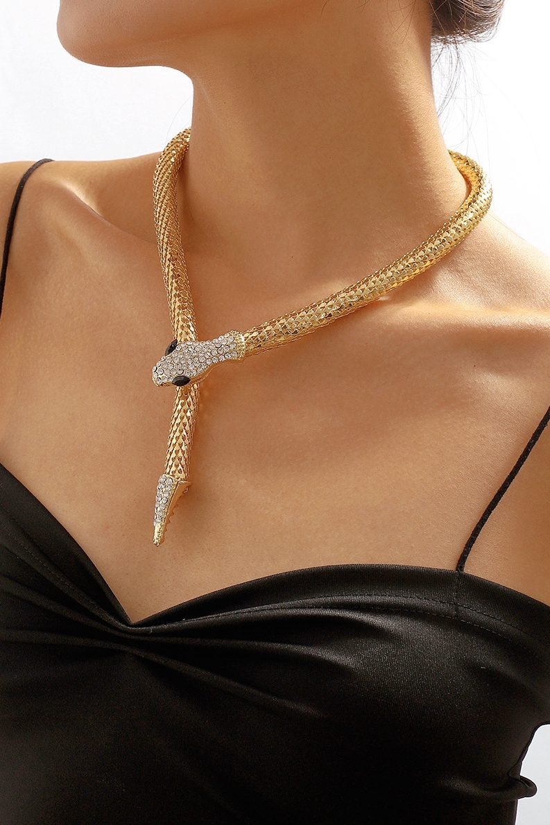 Gold Snake Choker Necklace Gold Snake Jewelry