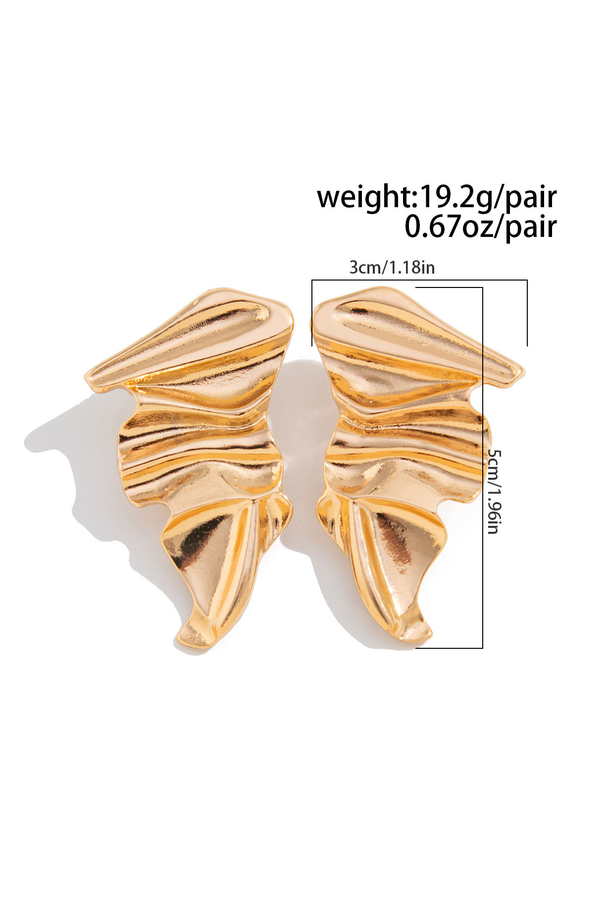 Exaggerated Ruched Golden Earrings