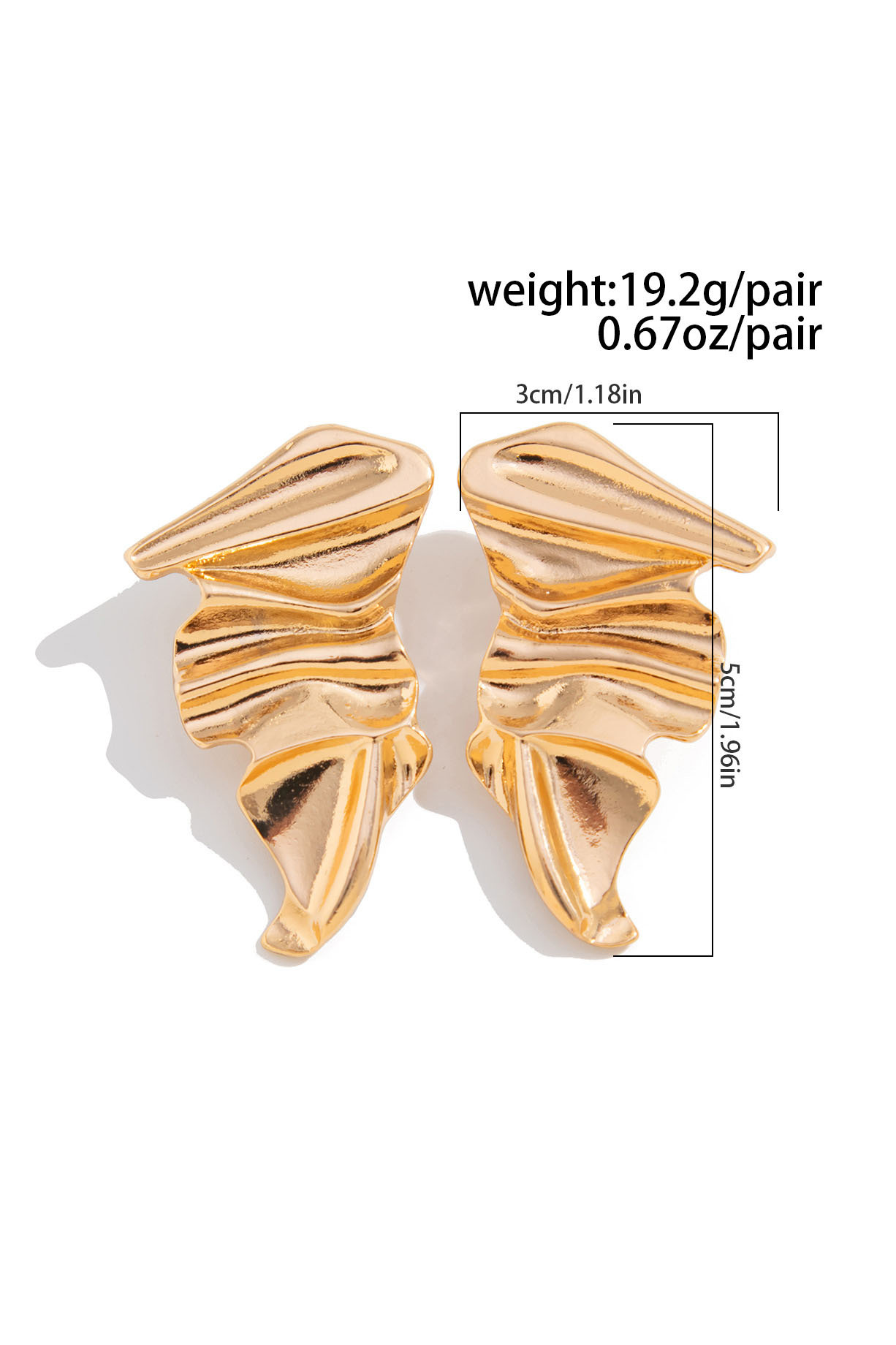 Exaggerated Ruched Golden Earrings