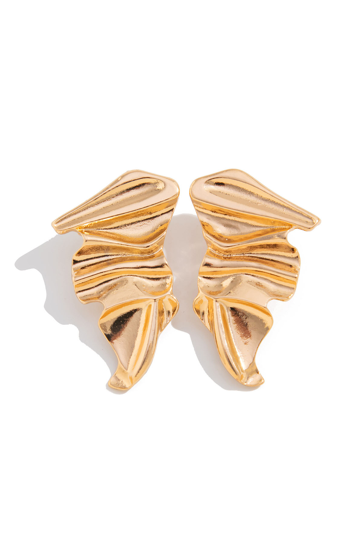 Exaggerated Ruched Golden Earrings