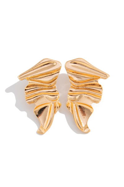 Exaggerated Ruched Gold Earrings