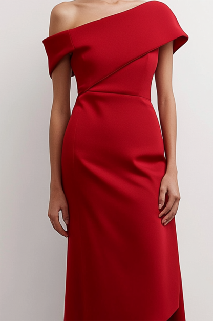 Women's Cocktail Formal Party Dress Wine Red Off Shoulder Maxi Dress