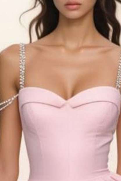 Homecoming​ Party Dress​​ Pink Spaghetti Strap Mini Dress