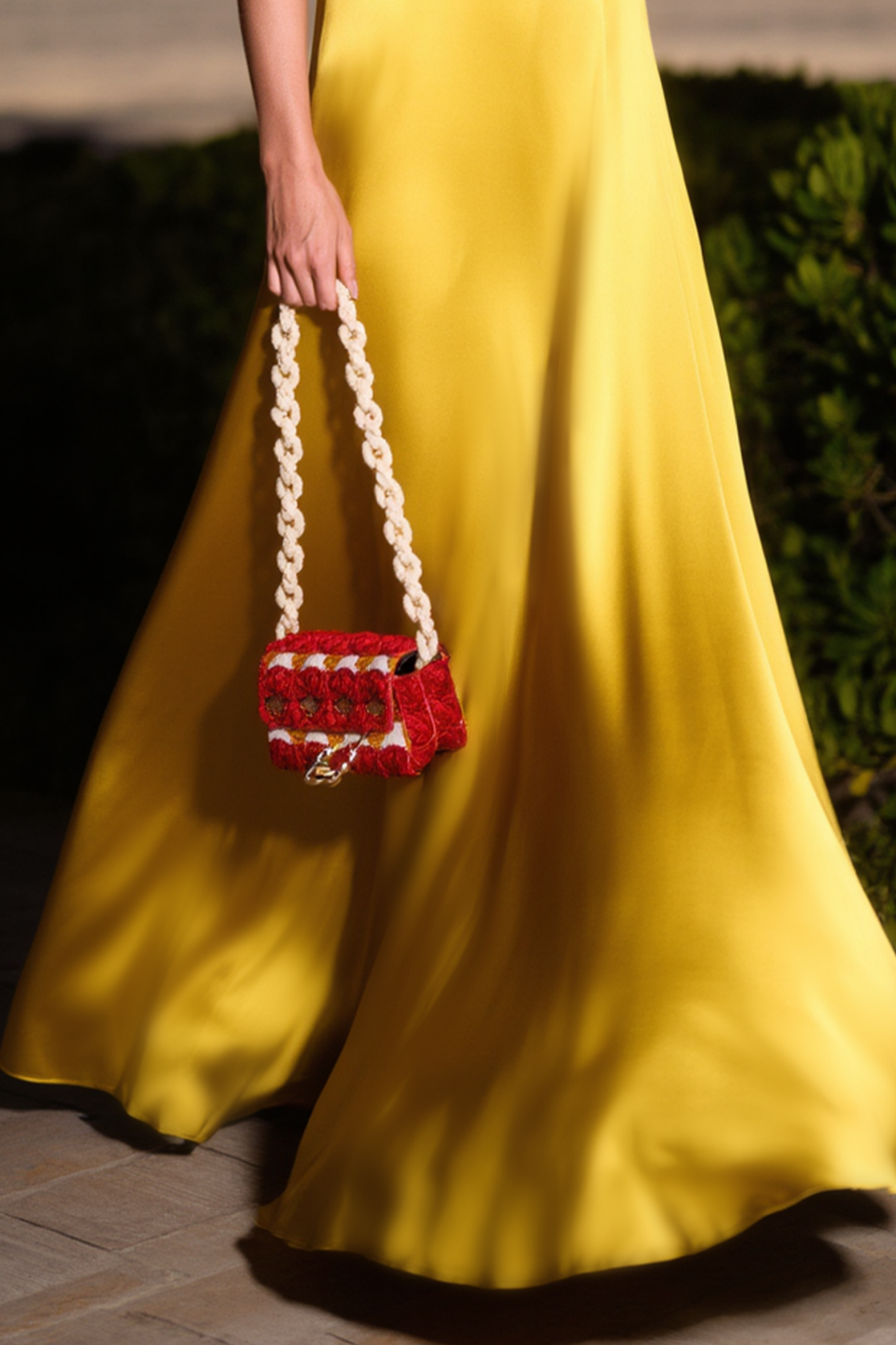 Evening ​Swing Satin Dress​​ Golden One Shoulder Floor-Length Dress
