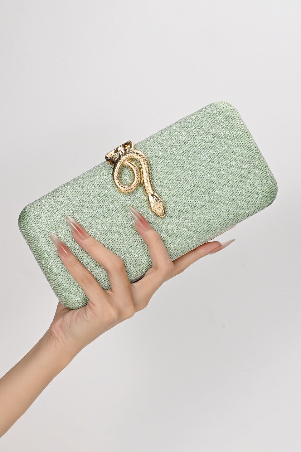 Snake Buckle Shiny Banquet Bag Party Chain Clutch