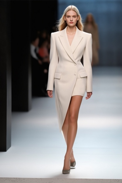 Blazer Dress Beige Lapel Mini Dress