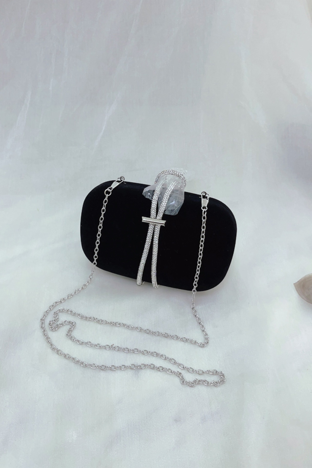 Vintage Velvet Handbag Rhinestone Evening Chain Bag