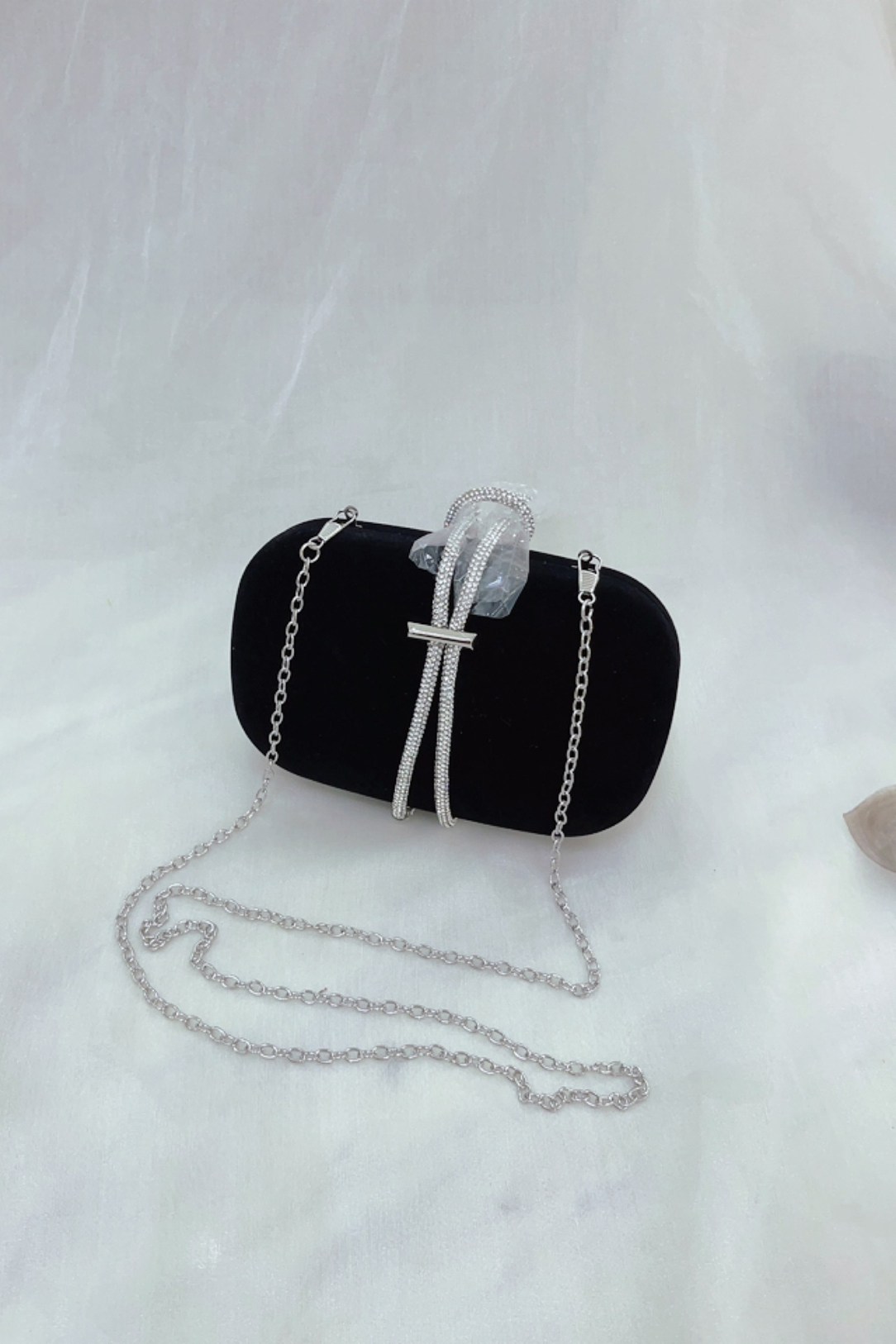 Vintage Velvet Handbag Rhinestone Evening Chain Bag