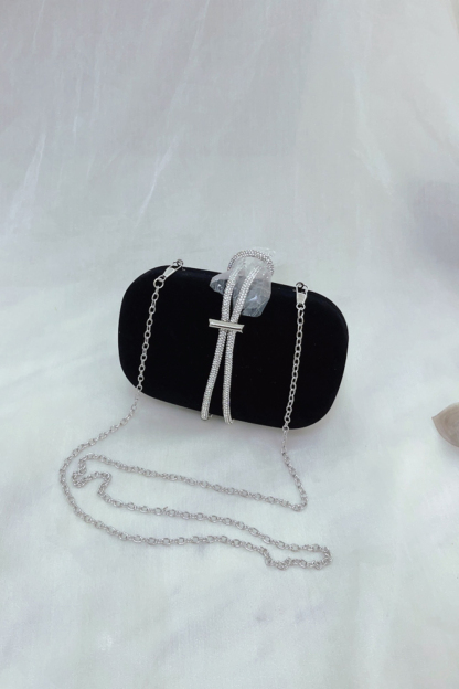 Vintage Velvet Handbag Rhinestone Evening Chain Bag