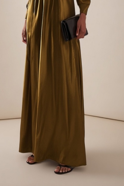 Formal Evening Dress Green Square Neck Ruched Maxi Dress