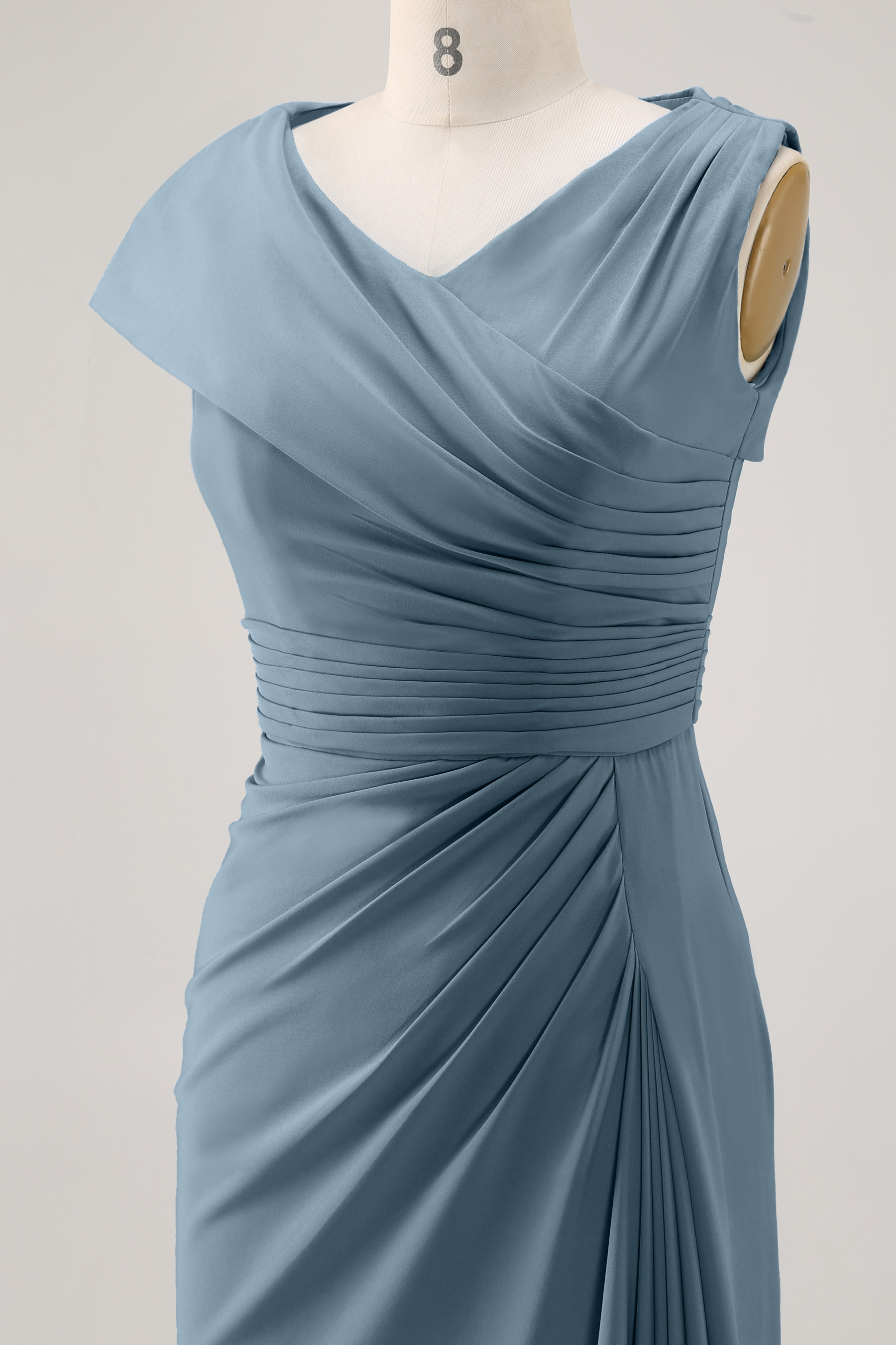 Wedding Guest Dresses Light Blue Pleated Maxi Mother of Bride Dresses