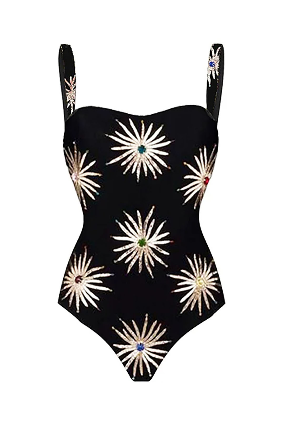 Firework Sequin Black One-Piece Swimsuit and Cover-Up