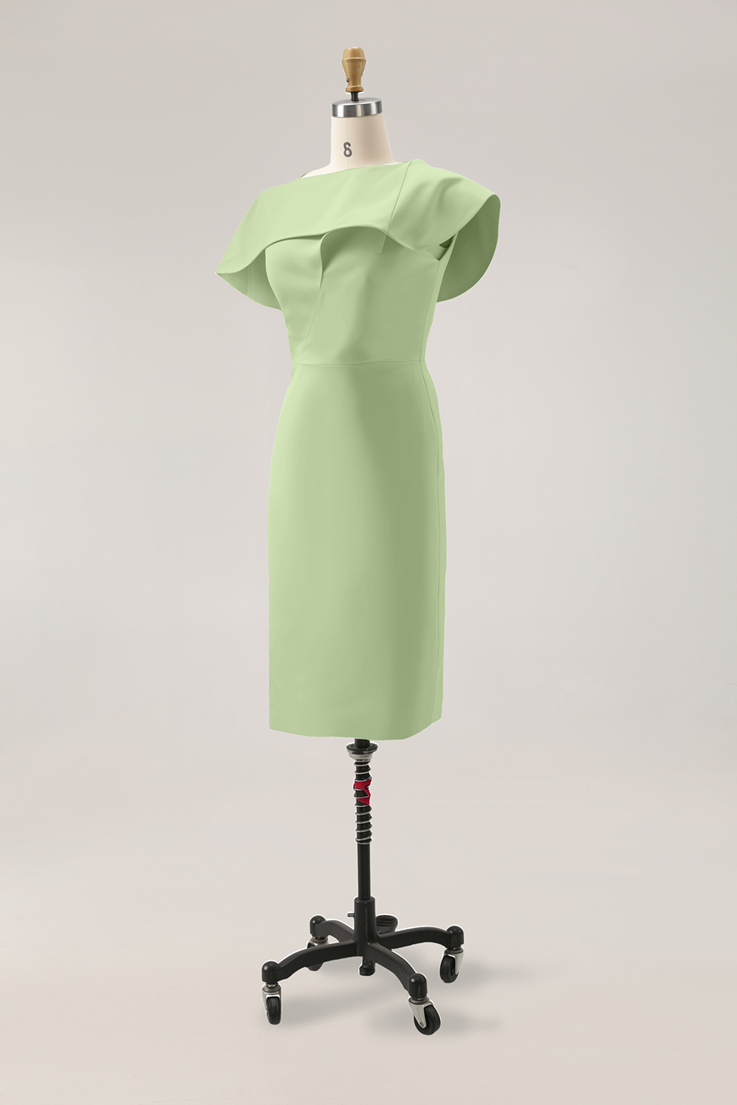 Daily Sage Green Dress Lotus Leaf Sleeve Asymmetrical Layered Bodycon Midi Dress