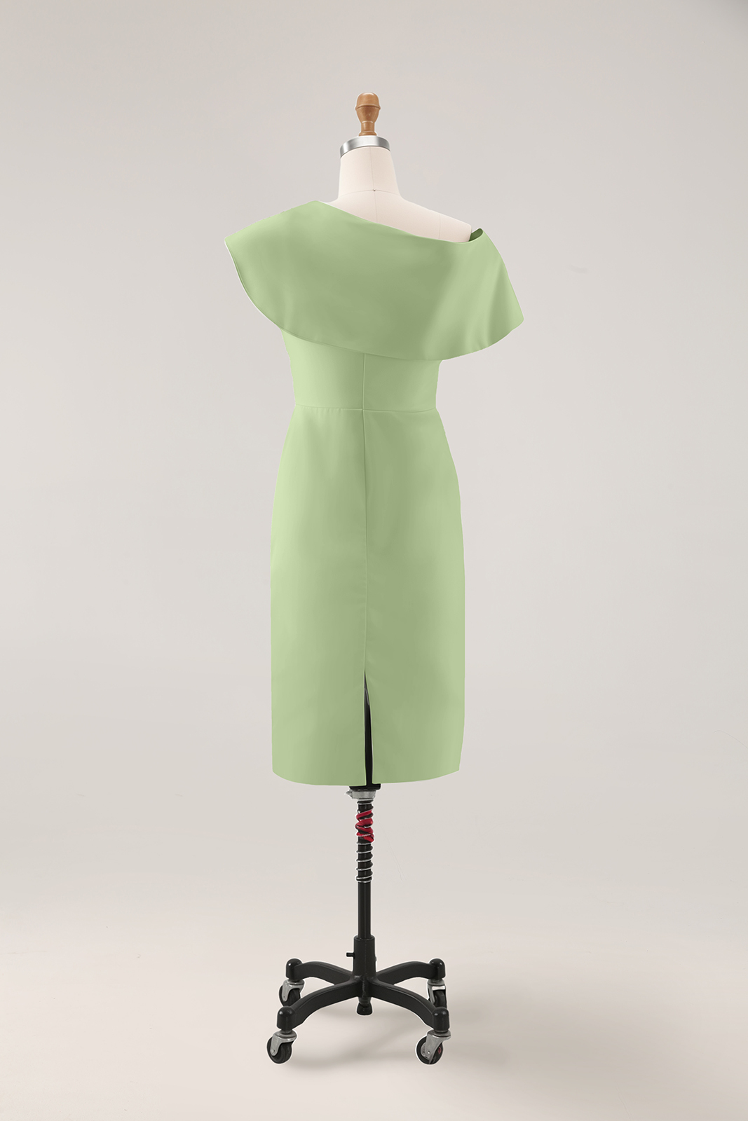 Daily Sage Green Dress Lotus Leaf Sleeve Asymmetrical Layered Bodycon Midi Dress