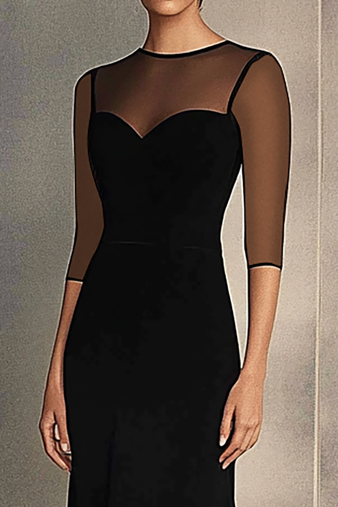 Black Formal Evening Dress Lace Sleeves Long Prom Dress