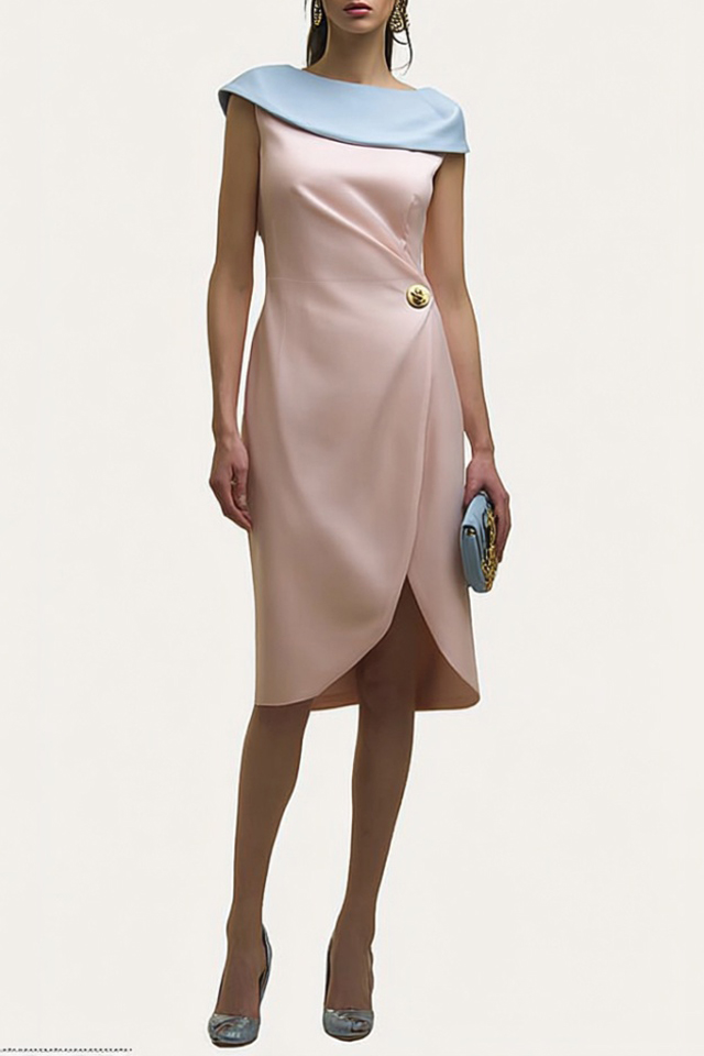 Pink wrap dress for wedding guests