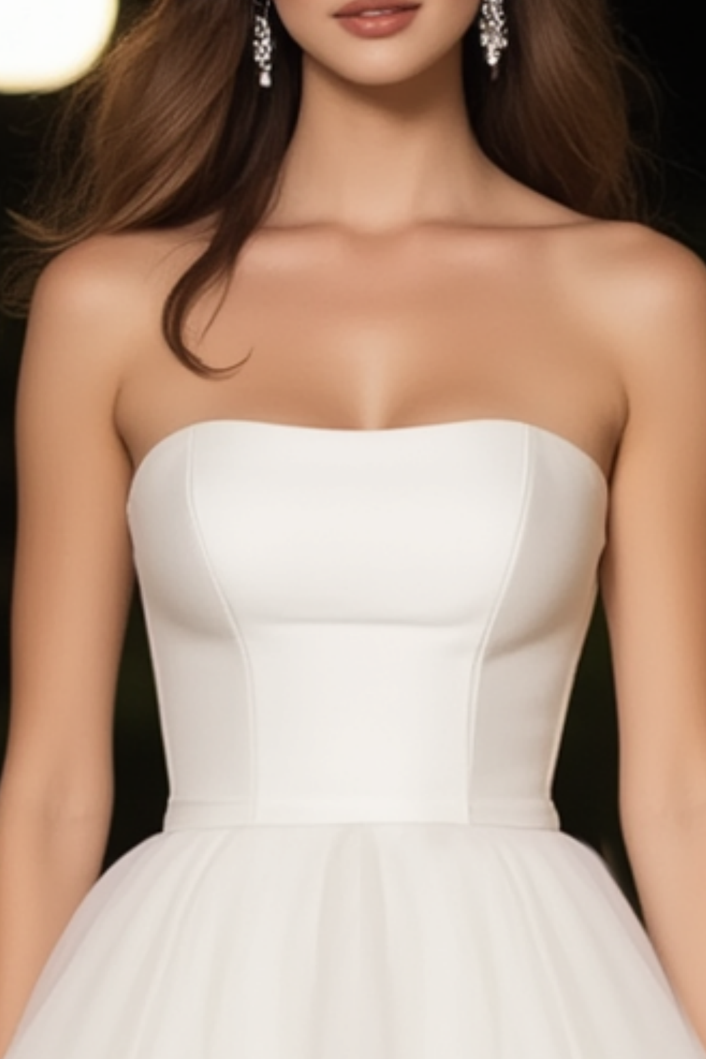 Homecoming​ Party Satin Dress​​ White Strapless Plus High Low Mni Dress