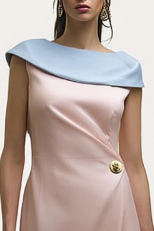 Knee length party dress with crew neck