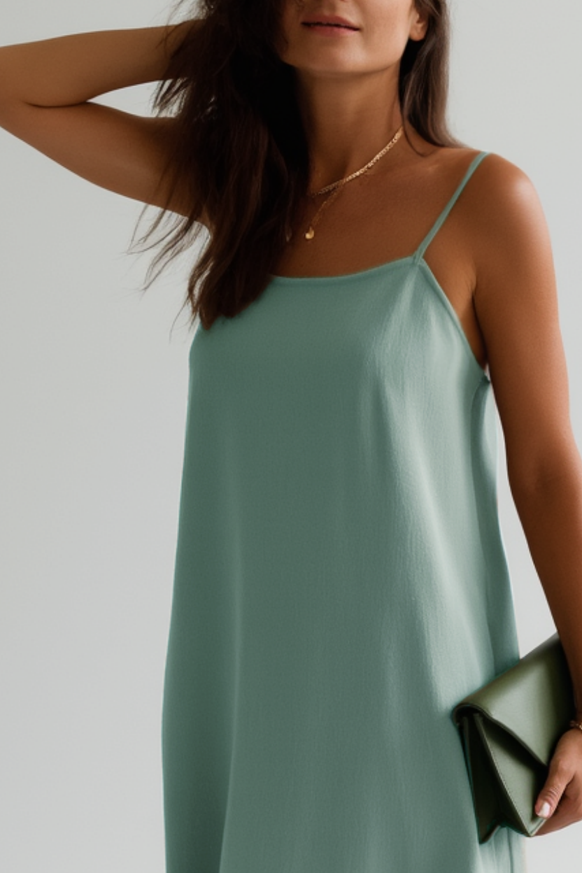 Casual Party Dress Green Spaghetti Strap Maxi Dress
