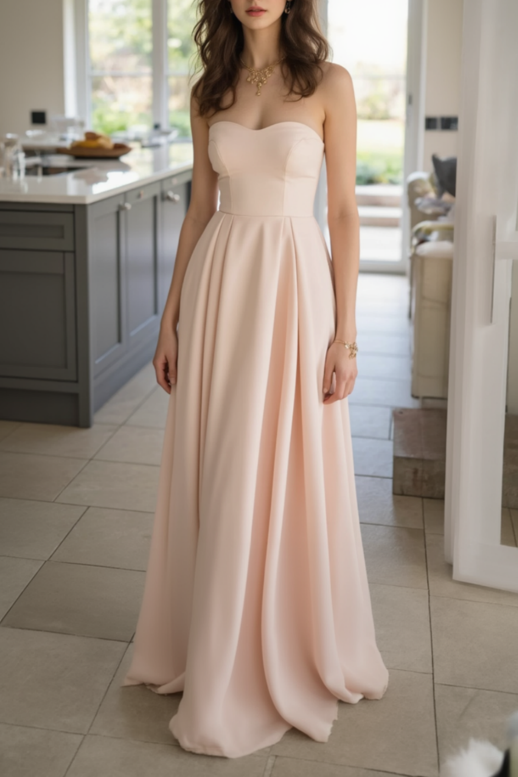 Homecoming​ Formal Dress​​ Pink Strapless Floor-Length