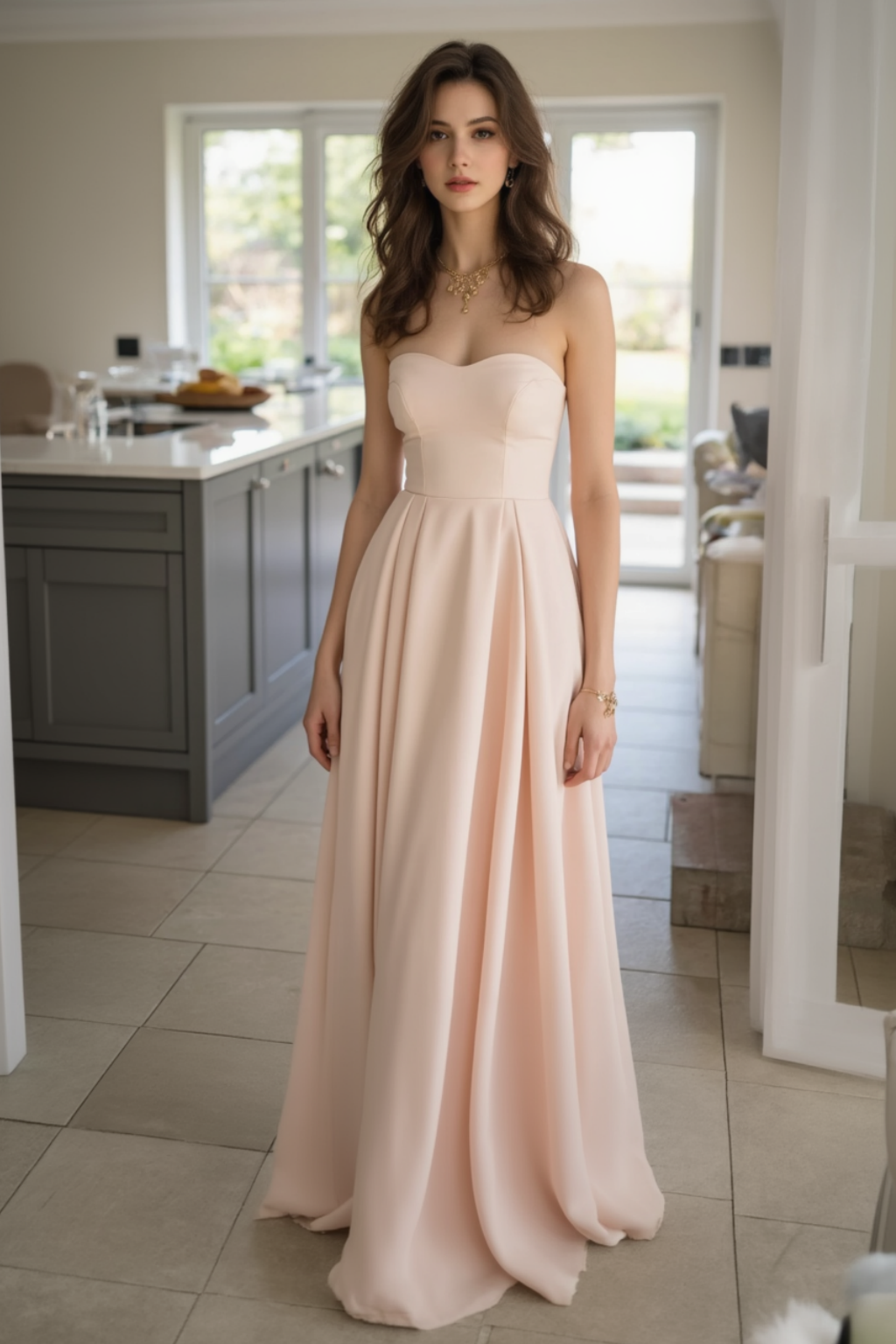 Homecoming​ Formal Dress​​ Pink Strapless Floor-Length
