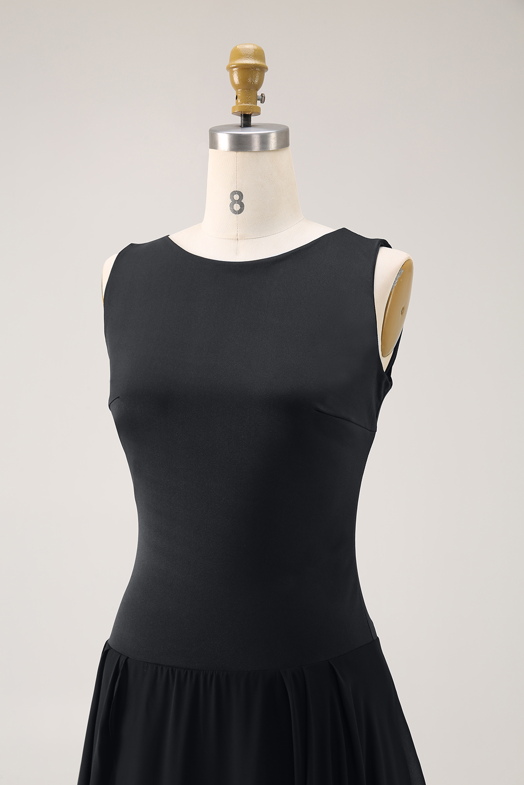 Elegant Black Sleeveless Dress High Slits Slim Fit Chic Midi Dress