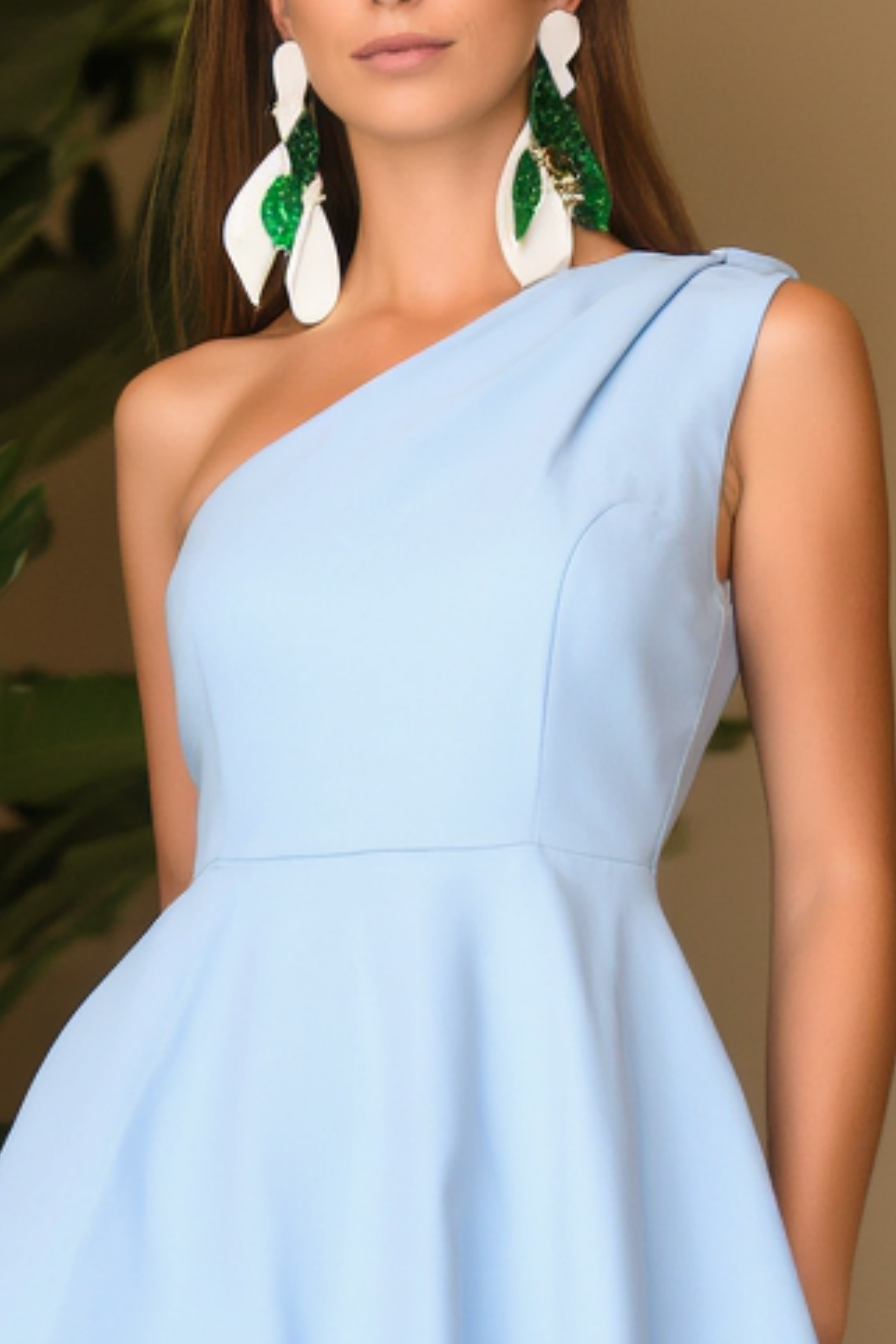 Homecoming​ Party Dress​​ Blue One Shoulder Mni Dress