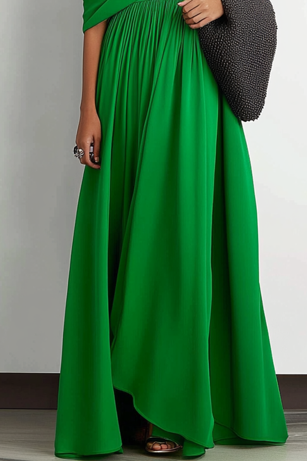 Women's Off-Shoulder Formal Holiday Dress Green Maxi Dress